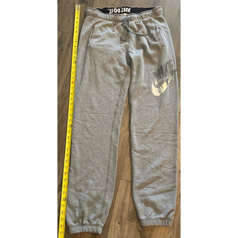 Nike Heather Grey Fleece Joggers Sweatpants Metallic Logo Small